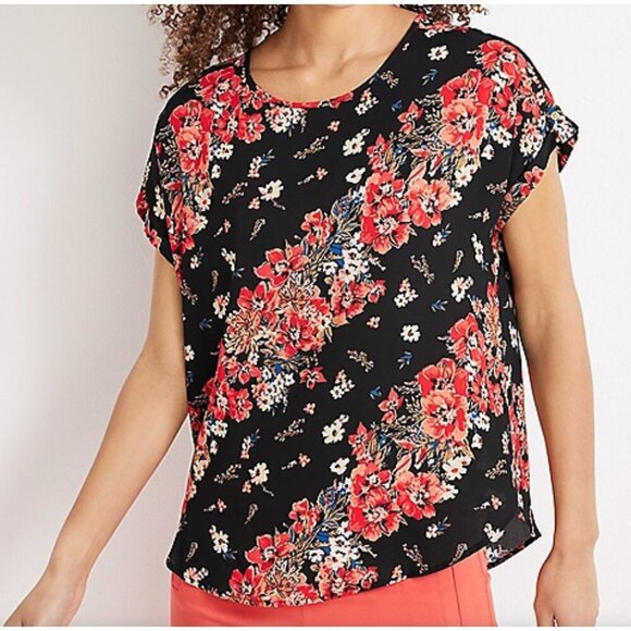 Maurices Multicolor Floral Print Short Sleeve Sleeve Boho Blouse Top Size XL - Picture 1 of 9